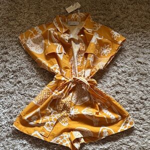 Petal & Pup Yellow and White Patterned Romper